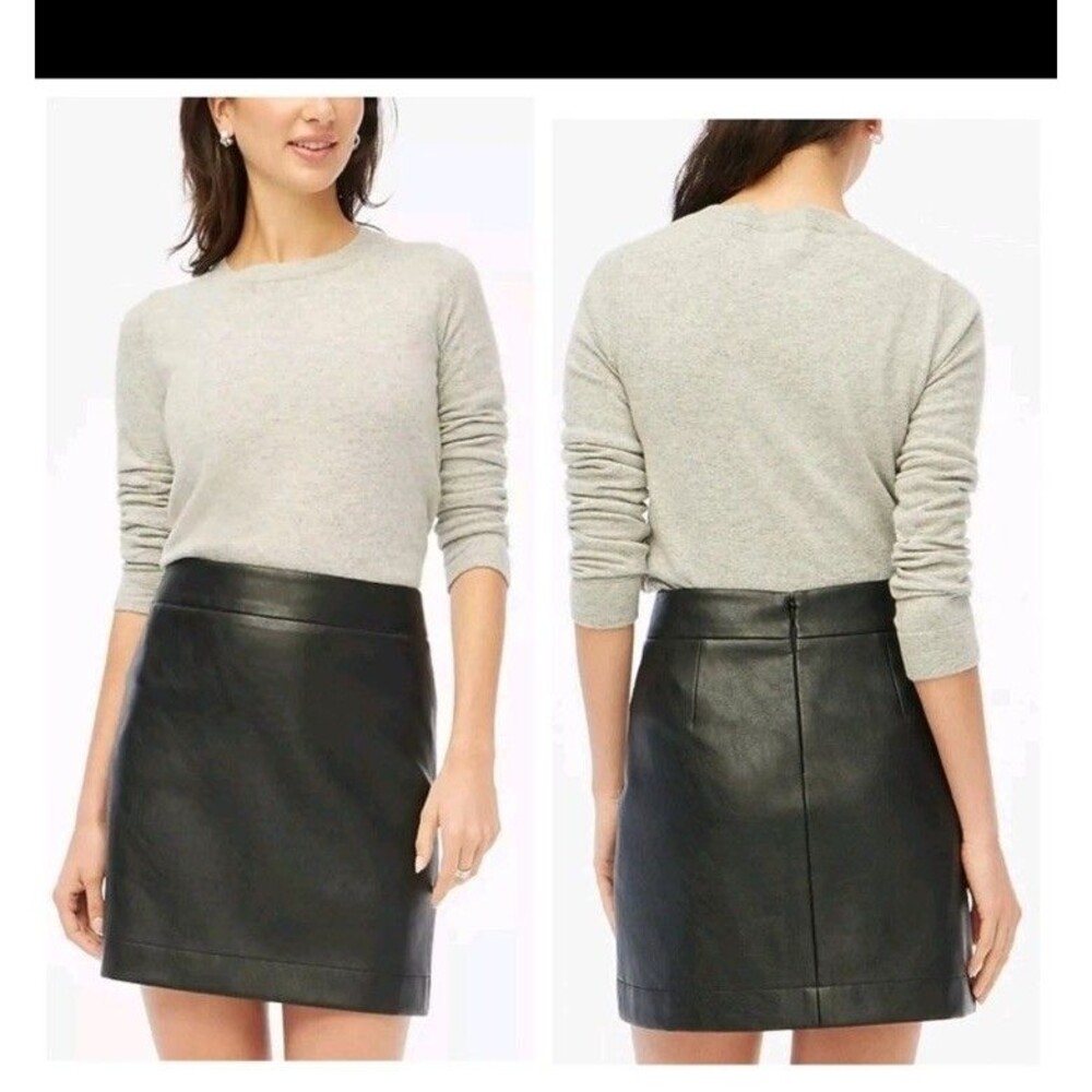 J Crew Black Faux Leather A-Line Mini Skirt Size 10 New